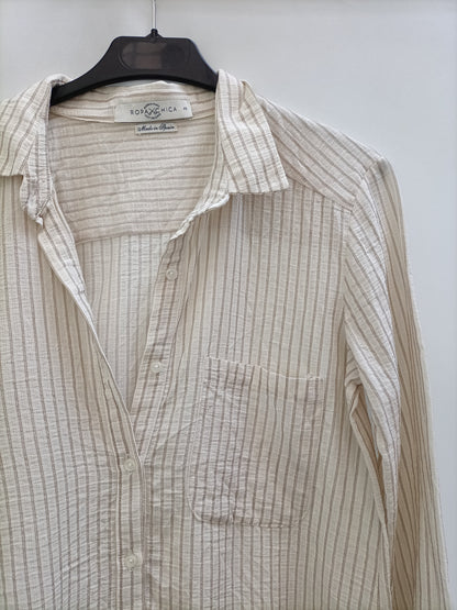 ROPA CHICA. Camisa beige rayas T.xs
