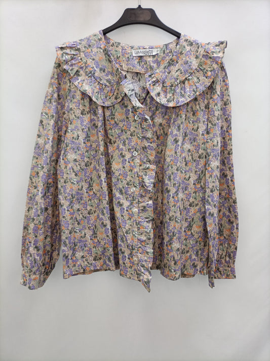 LAMAGLIETTA. Blusa flores cuello bebé T.s