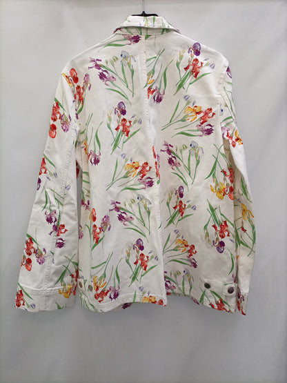 BENETTON. Cazadora denim flores T.s