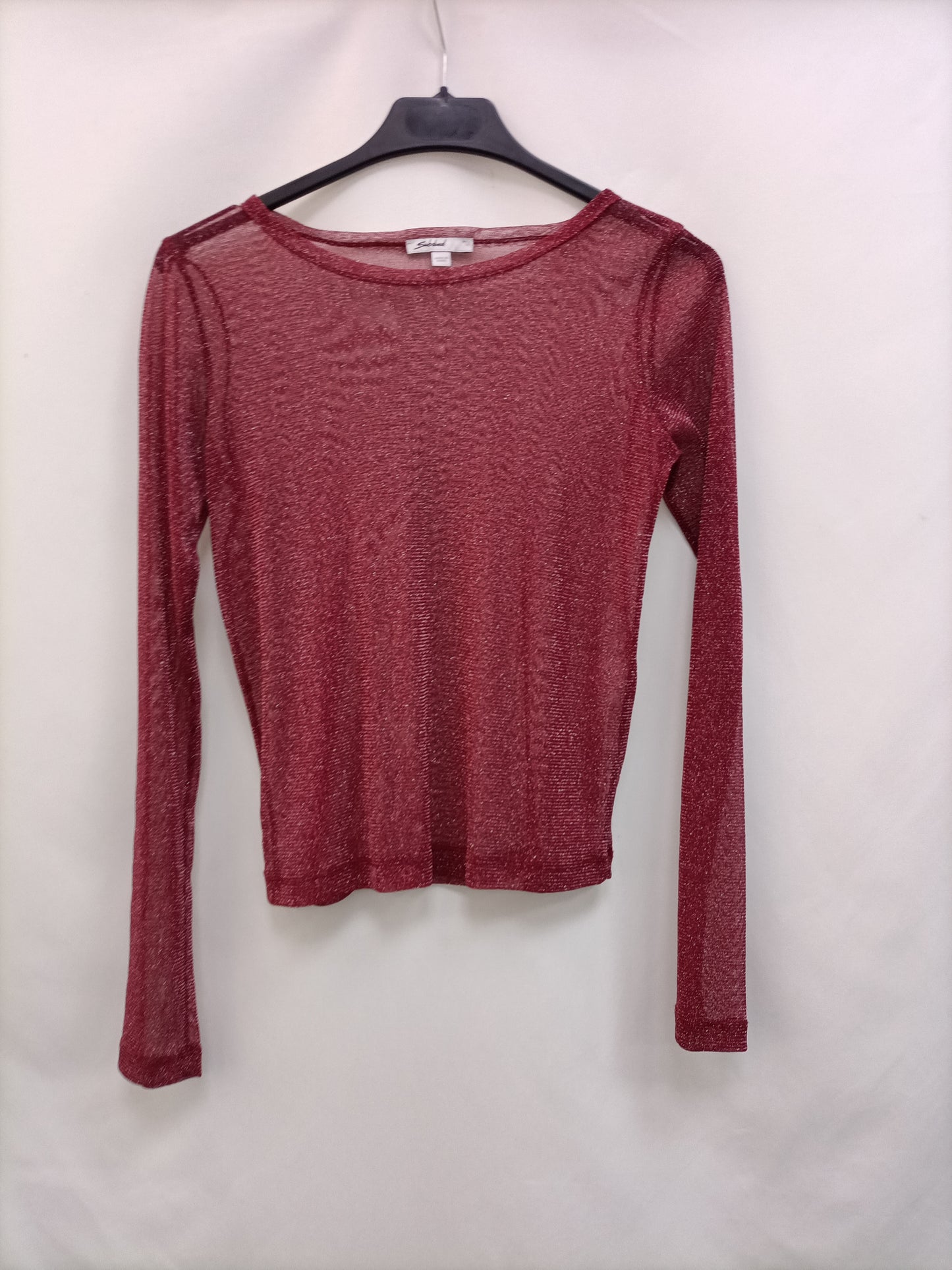 SUBDUED. Top burdeos semitransparente T.m