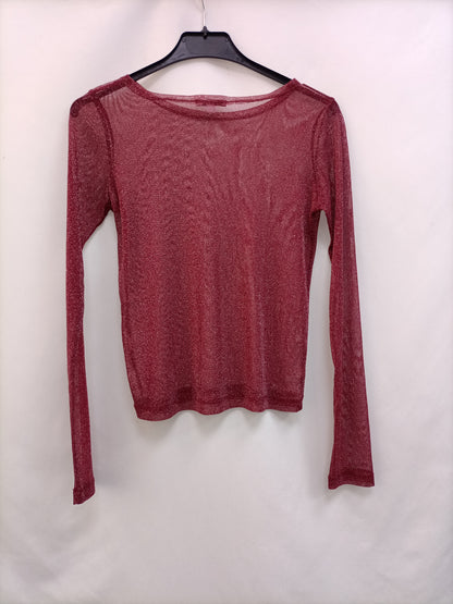SUBDUED. Top burdeos semitransparente T.m