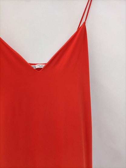 ZARA. Vestido midi naranja T.s