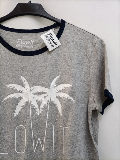 FLOWIT. Camiseta gris palmeras T.s