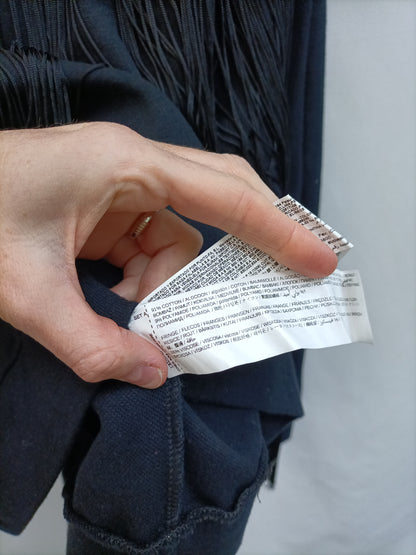 MANGO. Sudadera negra Flecos T.s