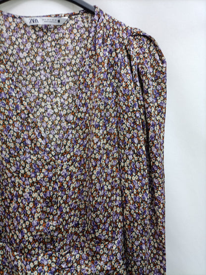 ZARA. Floral Gathered Dress Ts