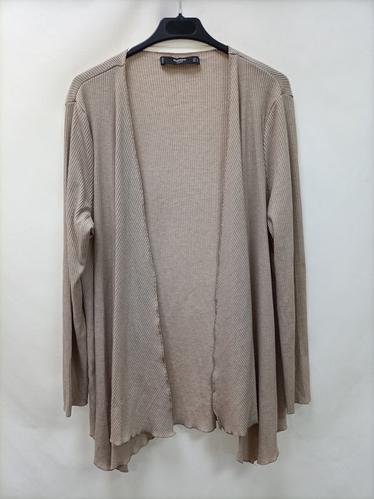 MANGO. Ribbed beige cardigan Tl