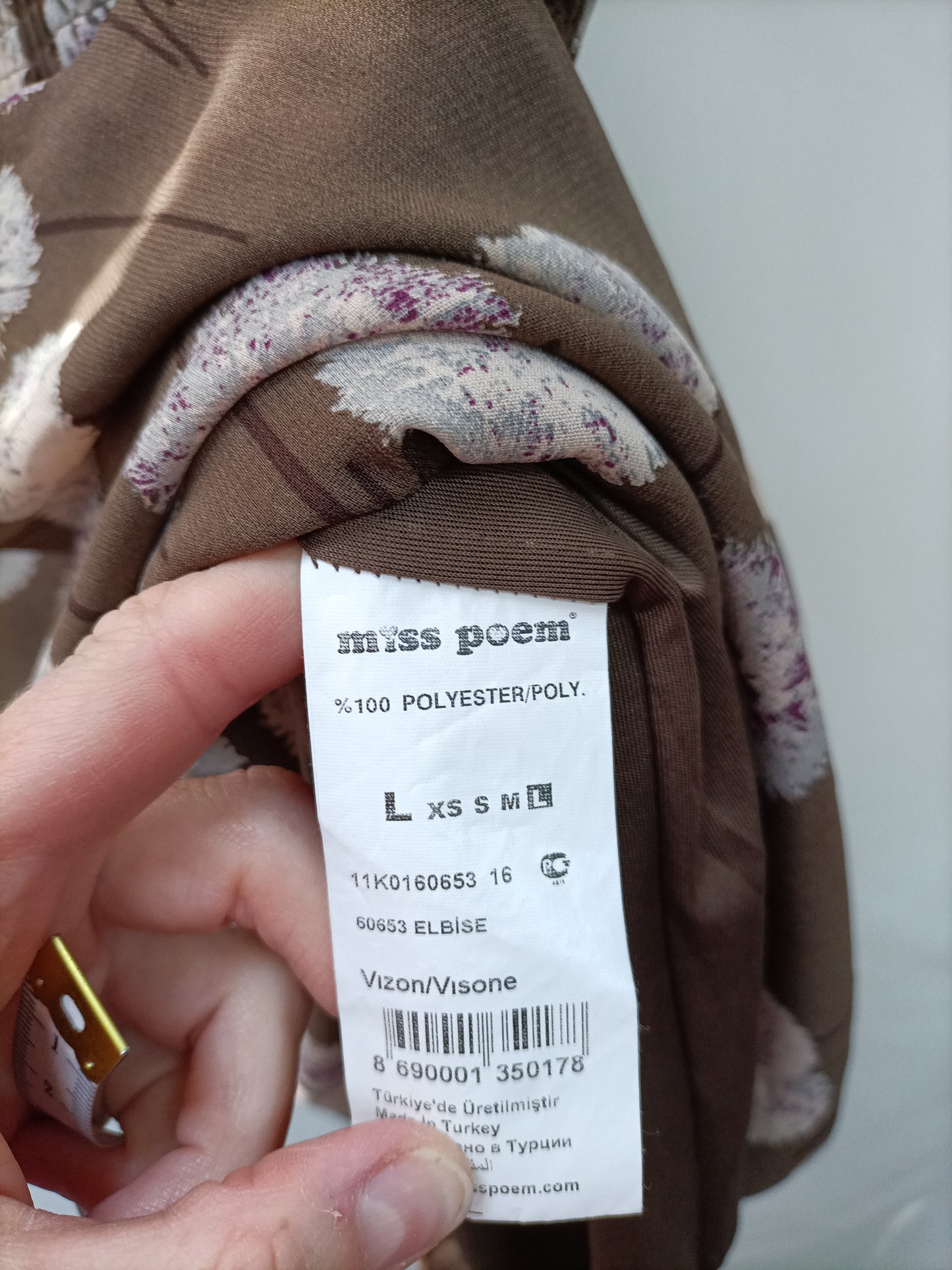 MISS POEM. Vestido marrón flores T.l