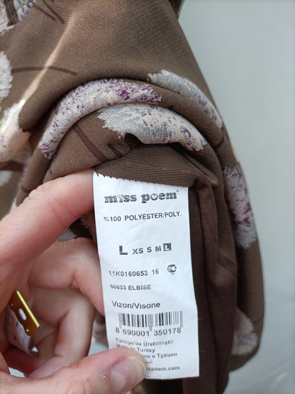 MISS POEM. Vestido marrón flores T.l