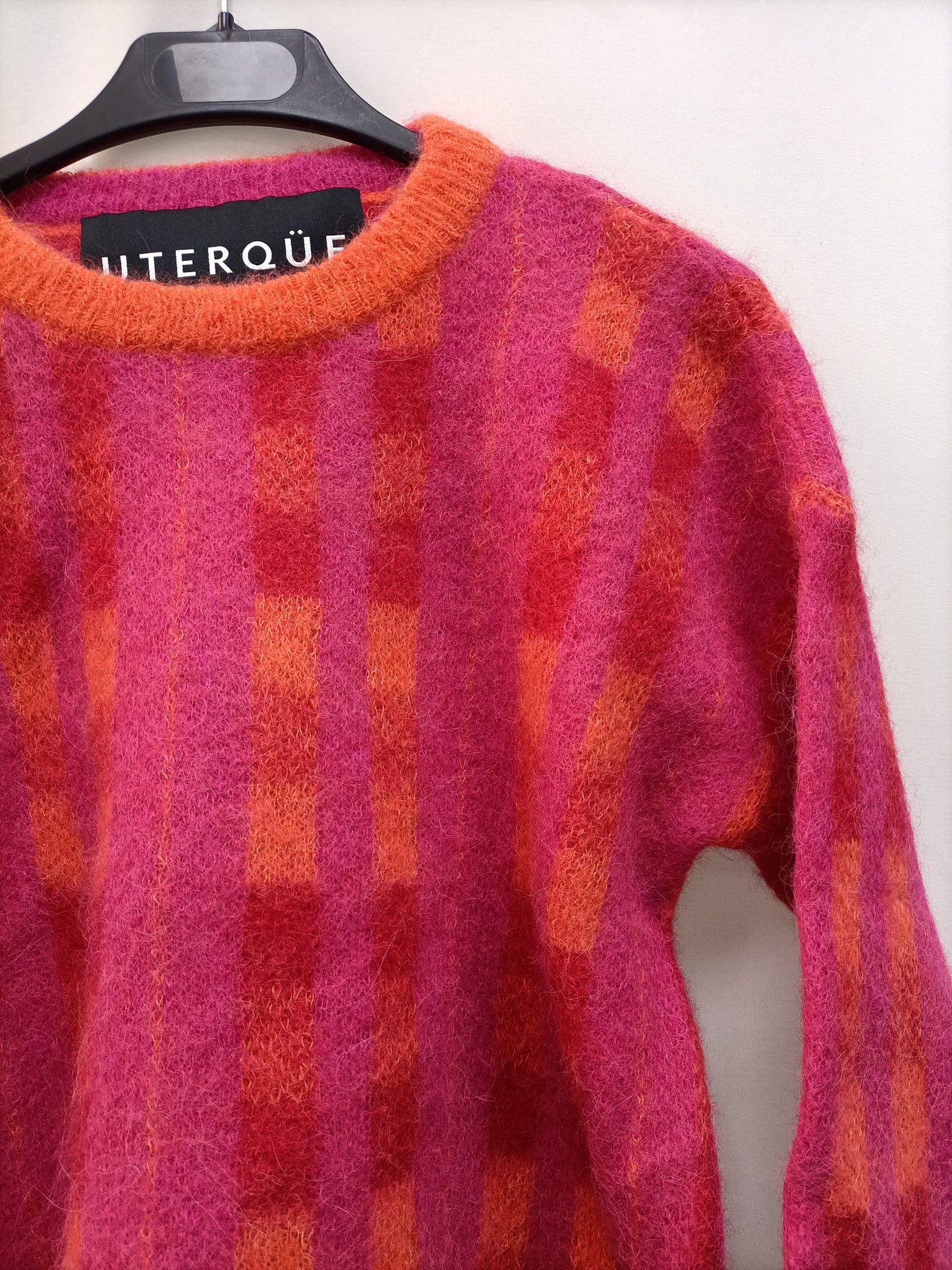 UTERQÜE. Jersey cuadros rosa y naranja T.m