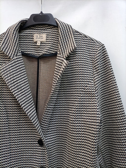 LA FEE ATELIER. Blazer espiga beige y negra T.38