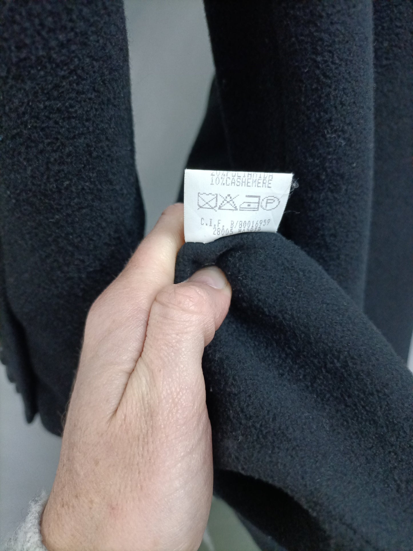 LETICIA MADRID. Black cloth coat, size 46
