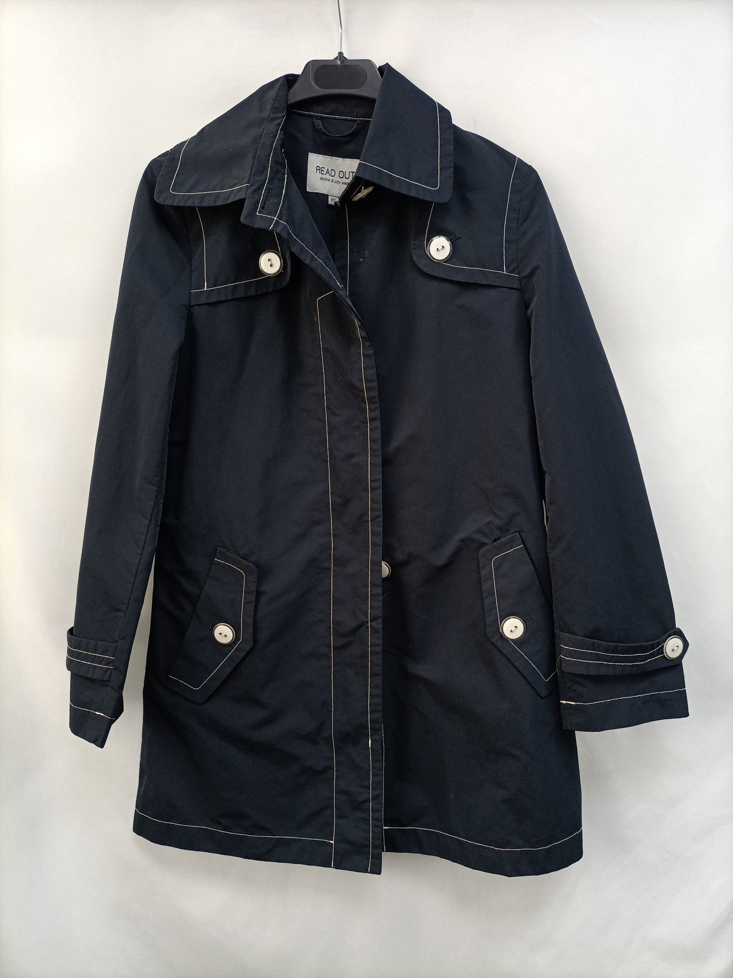 READ OUT.Trench impermeable azul T.XS