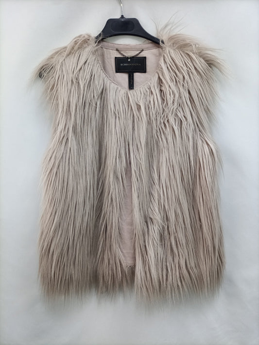 BCBGMAXAAZRIA.Chaleco pelito beige T.XS