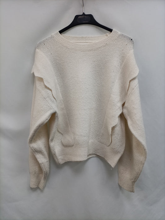 MANGO.Jersey beige volantes T.S (tara)