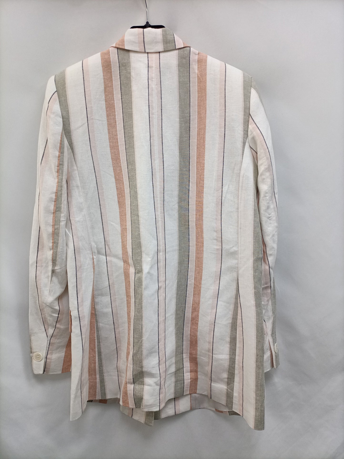 ZARA.Blazer lino rayas tonos pastel oversized T.XS