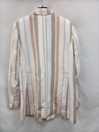 ZARA.Blazer lino rayas tonos pastel oversized T.XS