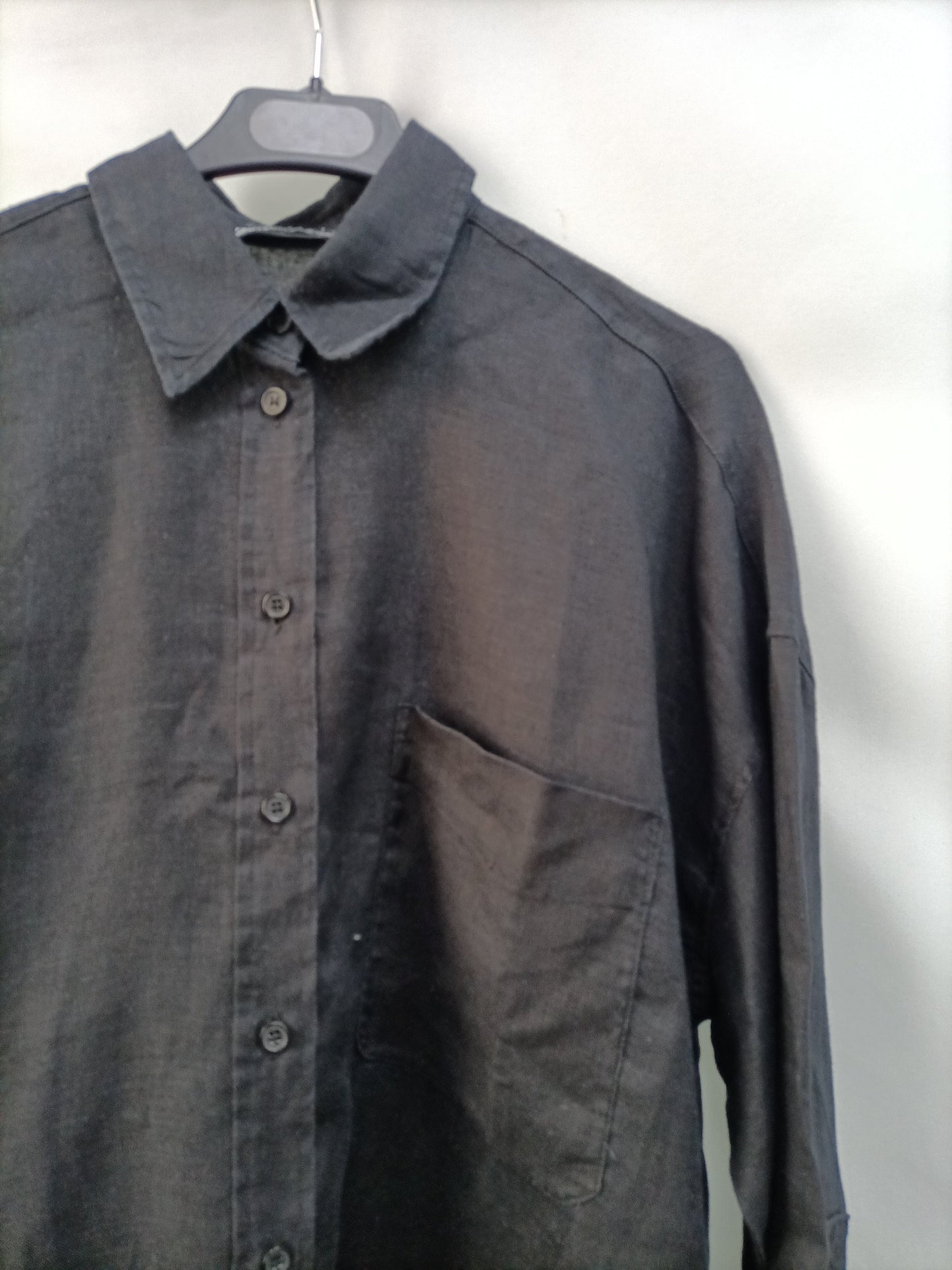 ZARA.Camisa lino negra T.XS