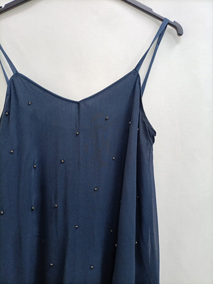 ZARA.Blue top with rhinestone details Ts