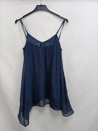 ZARA.Blue top with rhinestone details Ts