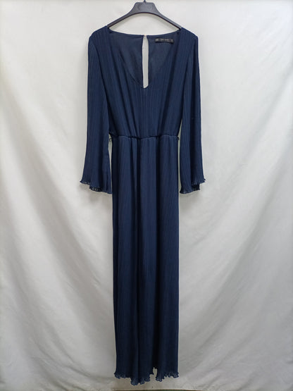 ZARA.Mono largo plisado azul T.xs