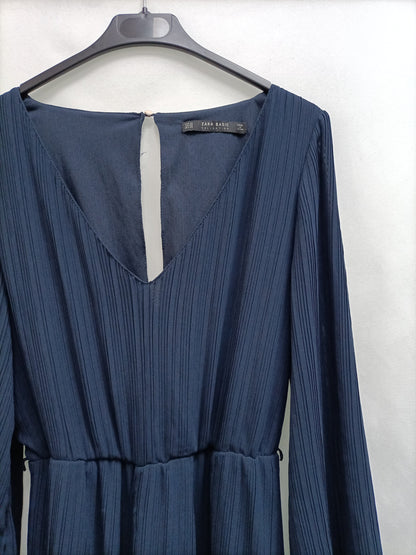 ZARA.Mono largo plisado azul T.xs