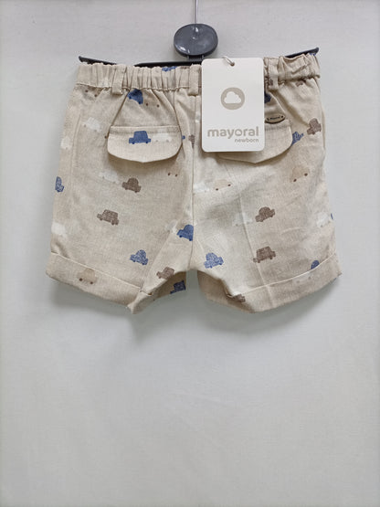 MAYORAL.Pantalones beiges coches T.12 meses