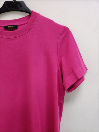 MASSIMO DUTTI. Camiseta rosa básica T.xs