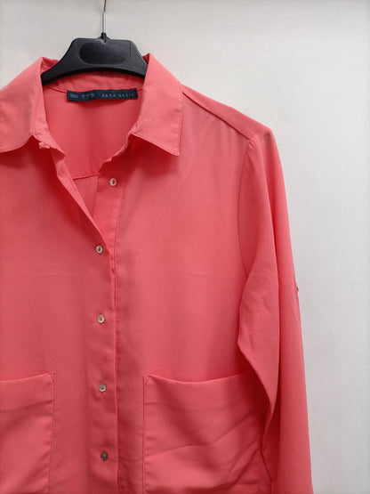 ZARA. Flowy coral Ts blouse