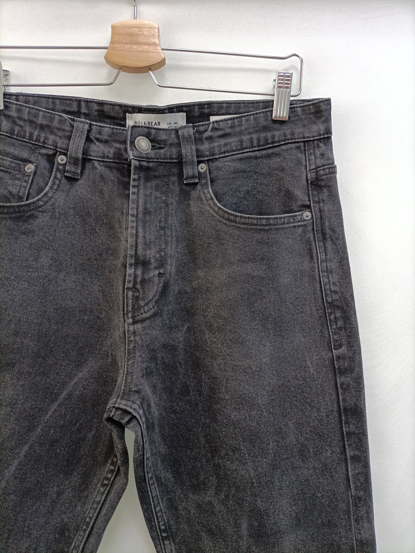 PULL&BEAR. Pantalón negro ancho T.40