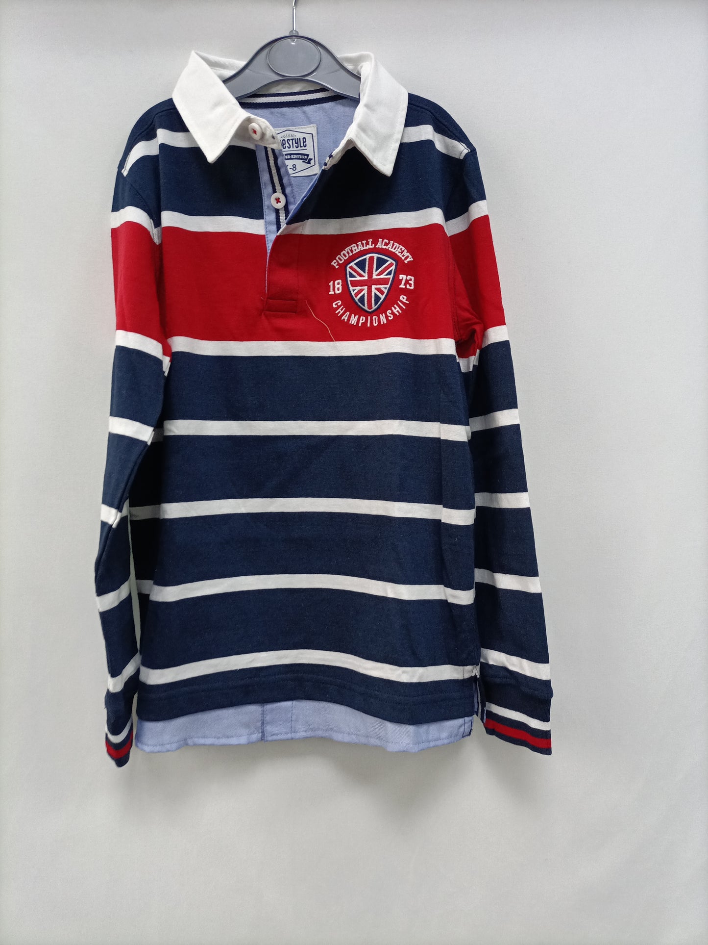 EL CORTE INGLÉS. Striped Jersey Polo Shirt, Size 7 Years