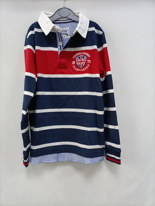 EL CORTE INGLÉS. Striped Jersey Polo Shirt, Size 7 Years