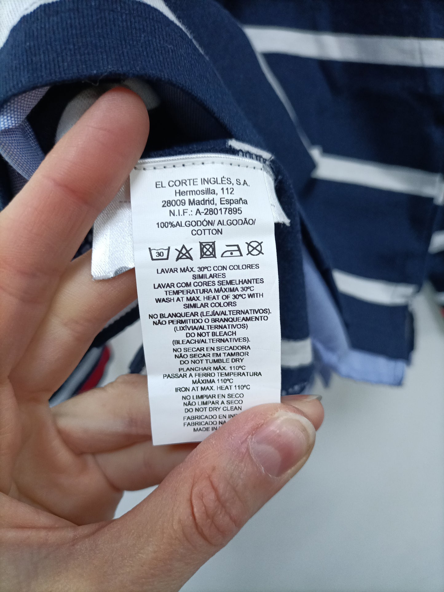 EL CORTE INGLÉS. Striped Jersey Polo Shirt, Size 7 Years