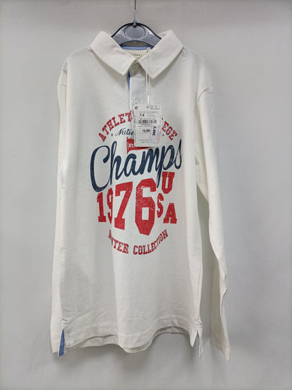 SFERA. White sweater/polo shirt, size 7-8 years