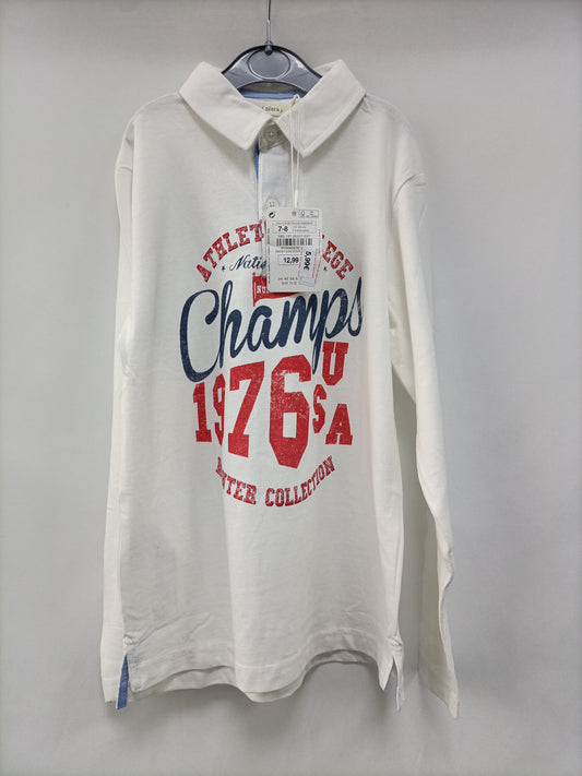 SFERA. White sweater/polo shirt, size 7-8 years