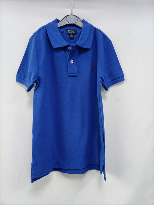 RALPH LAUREN. Blue polo shirt, size 7 years