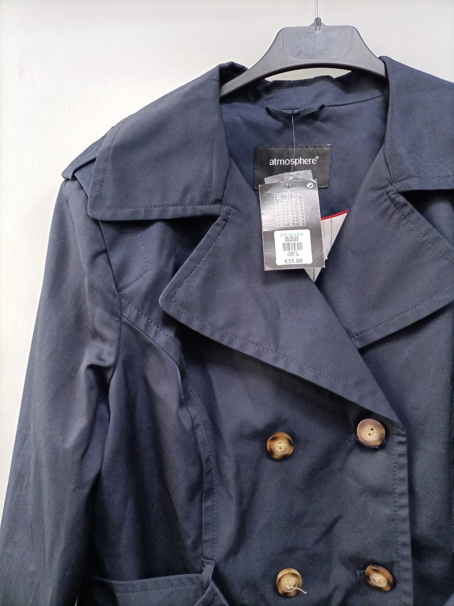 PRIMARK. Blue trench coat size 46