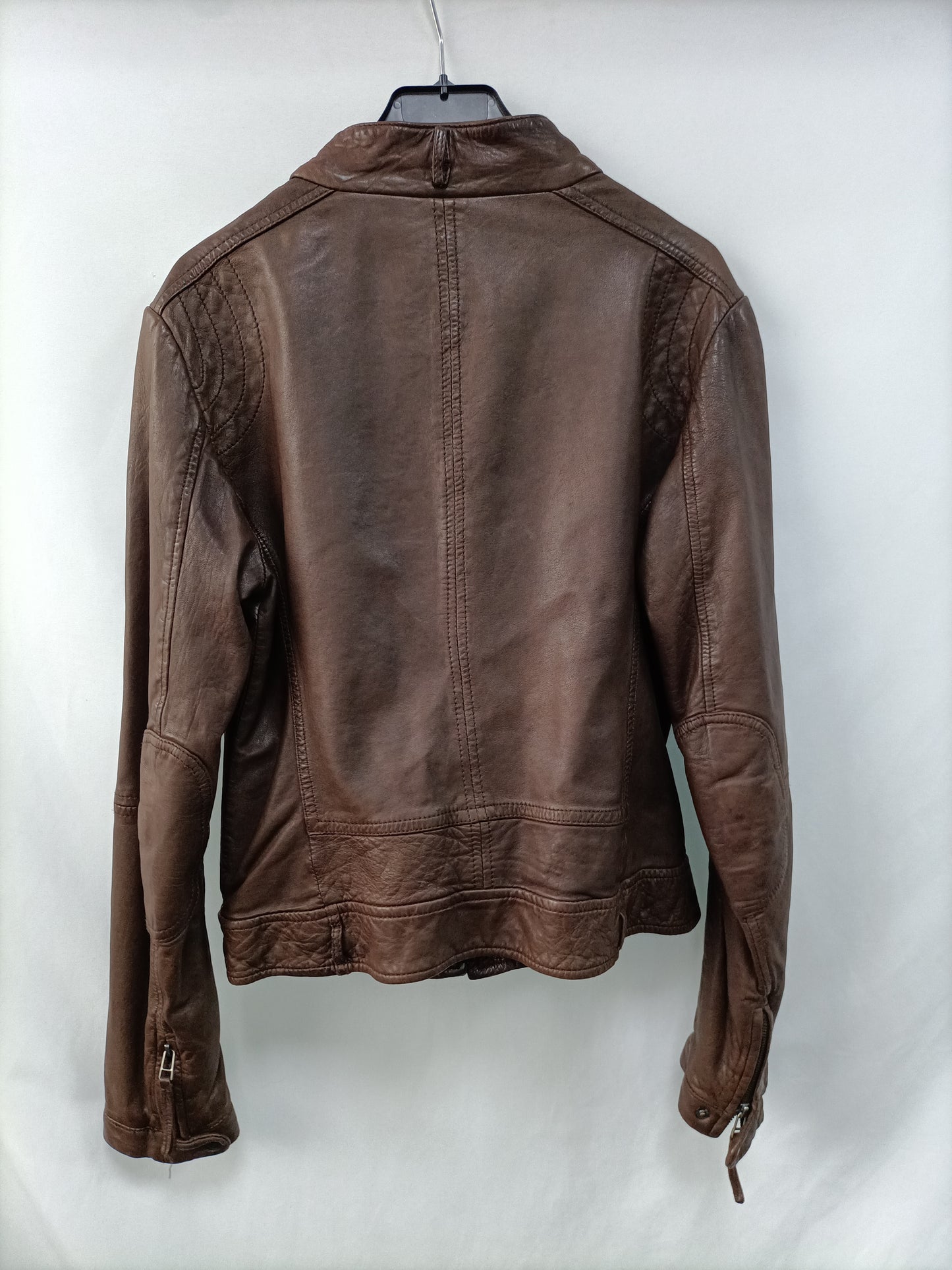 MASSIMO DUTTI. Chaqueta piel marrón T.L(34)