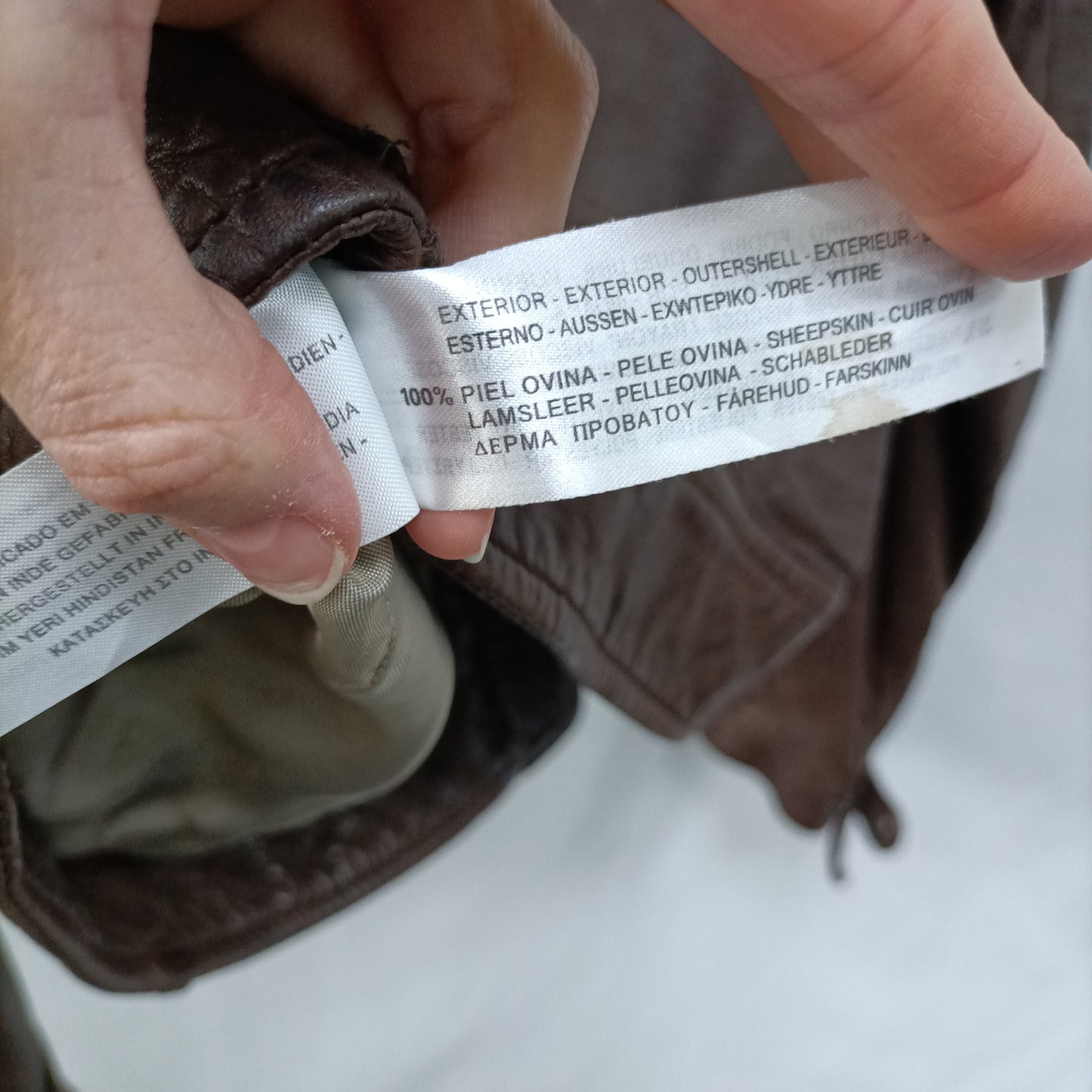 MASSIMO DUTTI. Chaqueta piel marrón T.L(34)