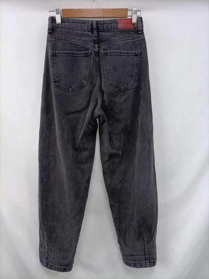 ZARA.Pantalones denim slouchy negros T.34