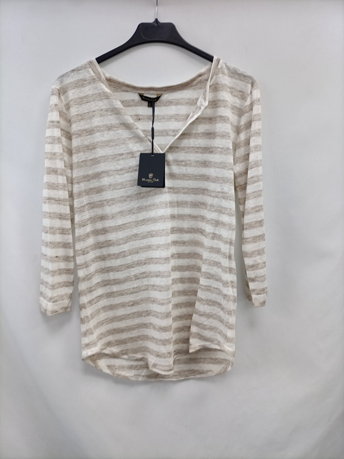 MASSIMO DUTTI. Striped linen T-shirt