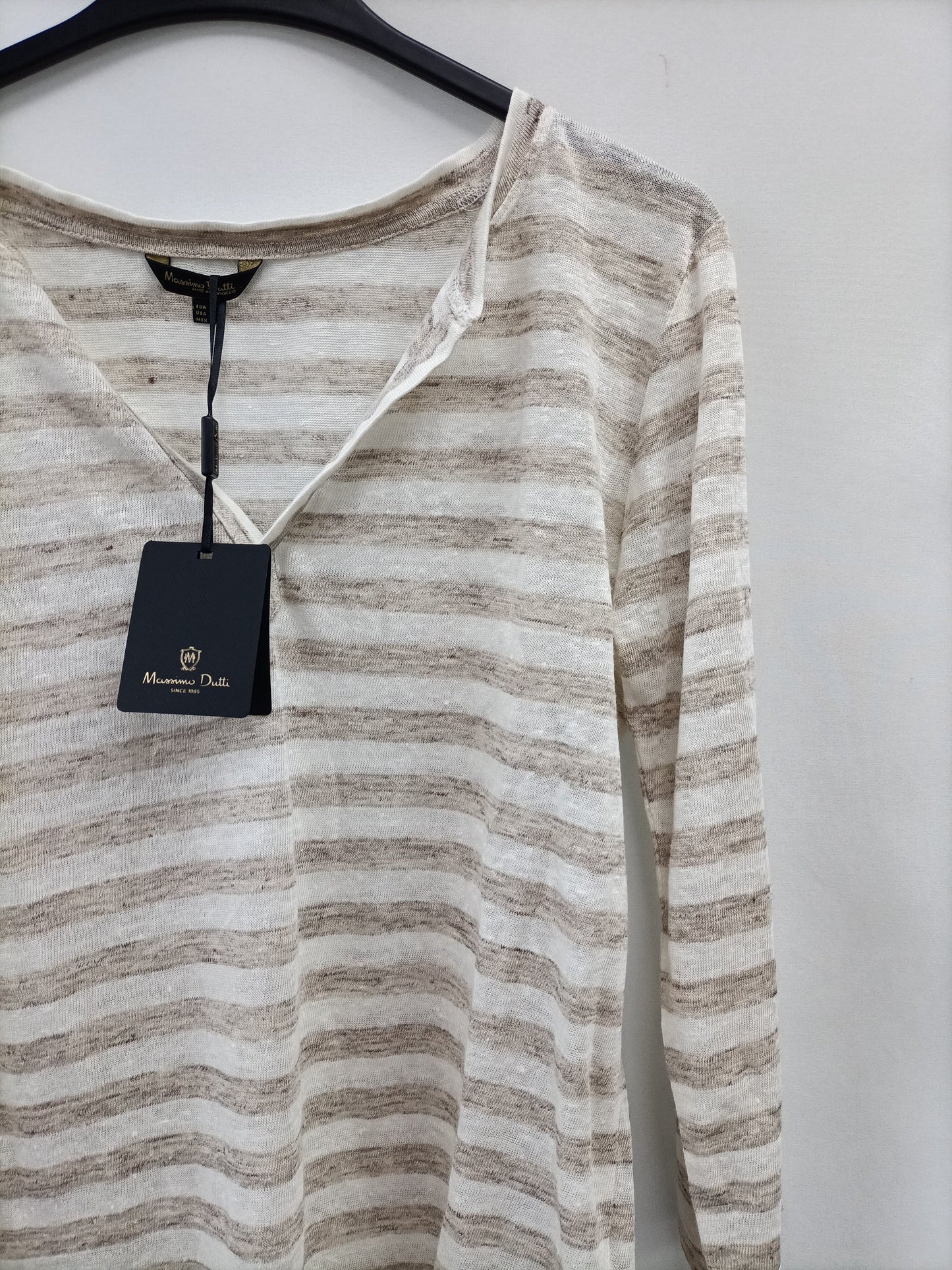 MASSIMO DUTTI. Striped linen T-shirt