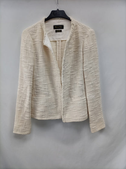 MASSIMO DUTTI. Chaqueta beige tweed T.36