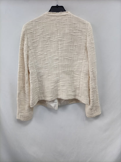 MASSIMO DUTTI. Chaqueta beige tweed T.36