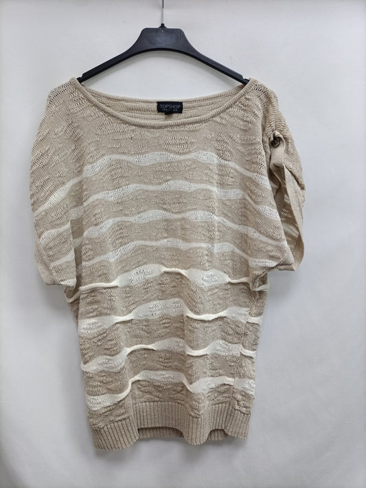 TOPSHOP. Top beige rayas T.38