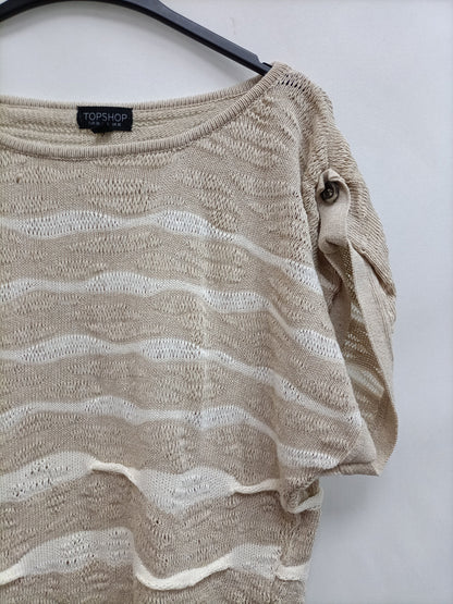 TOPSHOP. Top beige rayas T.38