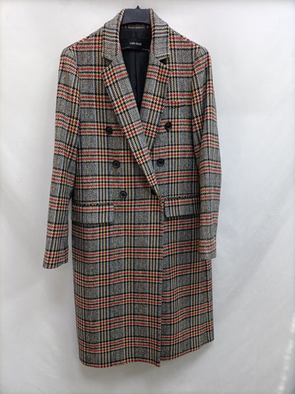 ZARA. Abrigo paño cuadros T.s
