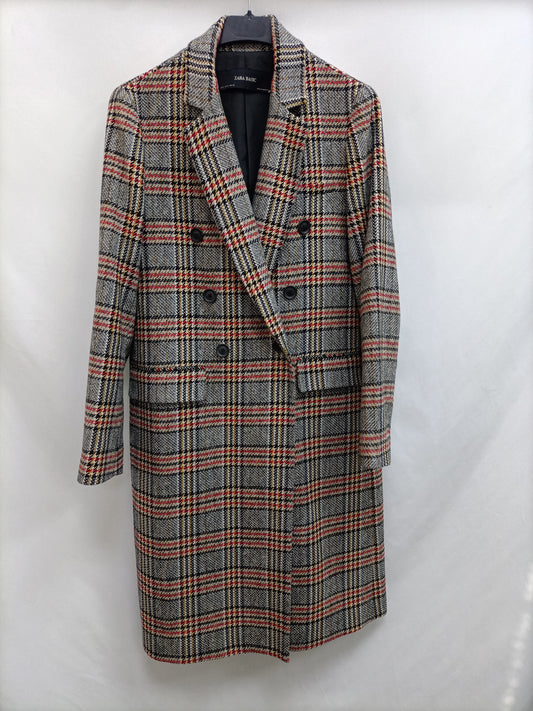 ZARA. Abrigo paño cuadros T.s