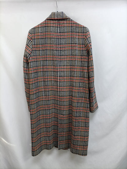 ZARA. Abrigo paño cuadros T.s