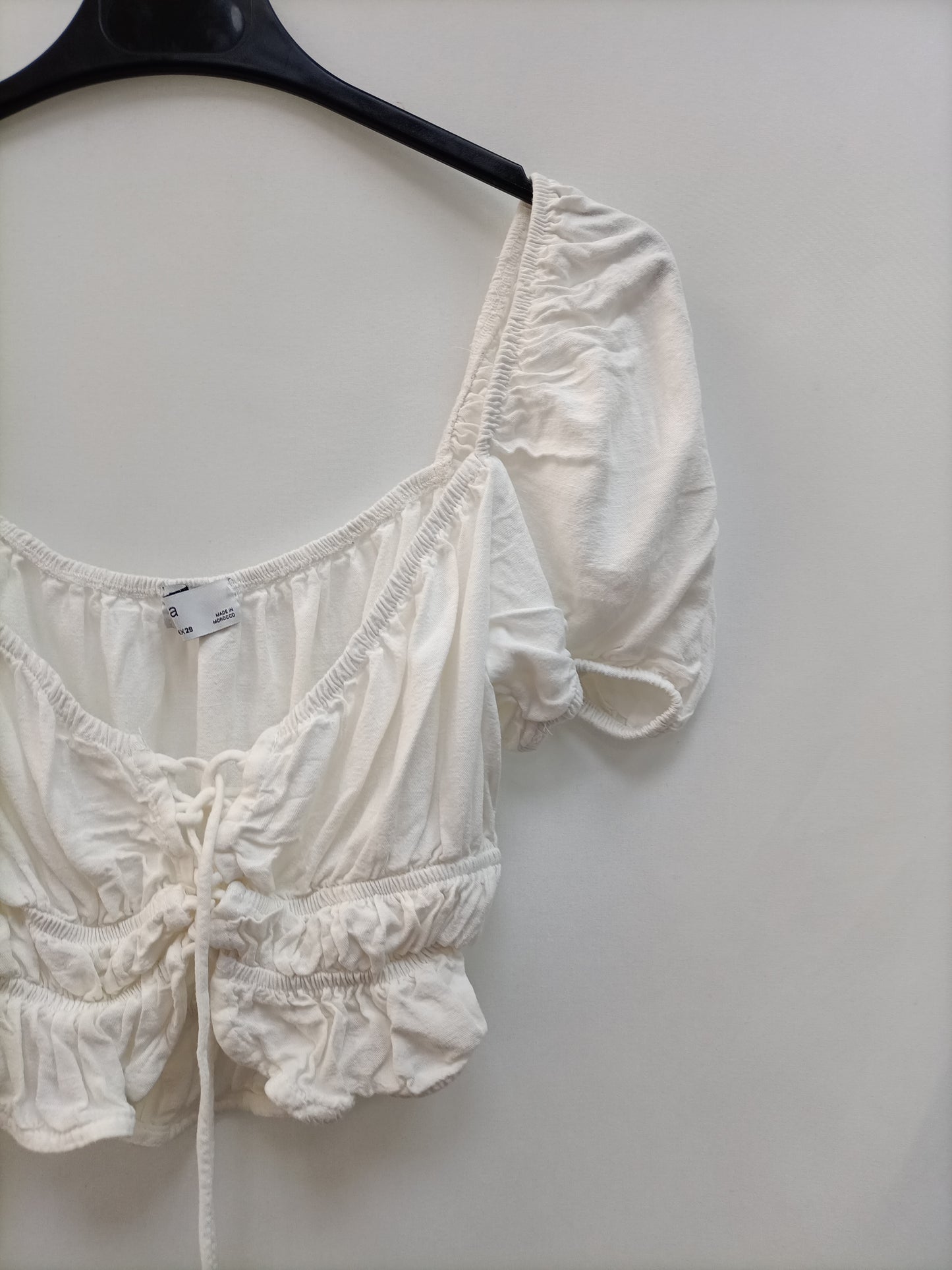 BERSHKA. Top blanco Fruncido T.m