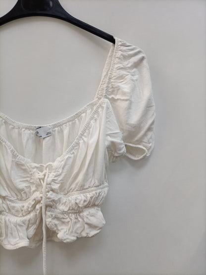 BERSHKA. Top blanco Fruncido T.m